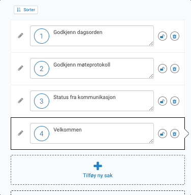 Endrer saksrekkefølgen på en dagsorden