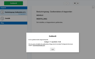 Tidspunkt for godkendelse