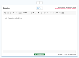 Changes not published