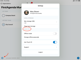Find the app version number