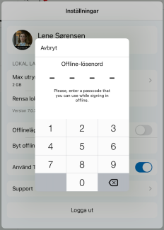 Change your offline passcode
