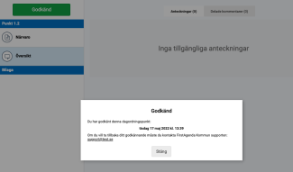 Tidspunkten för godkännandet