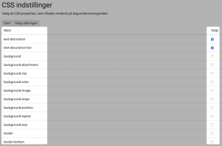 Rediger i CSS indstillinger i Publication