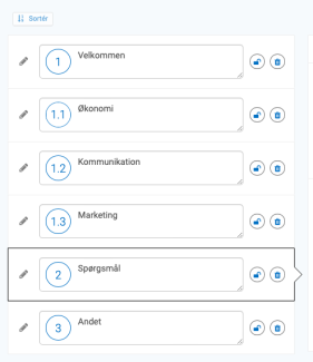 Punkter der ikke kan sorteres automatisk (1.1, 1.2, 1.3)