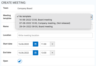 Meeting template