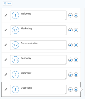 Examples of items that cannot be sorted automatically (1.1, 1.2, 1.3)