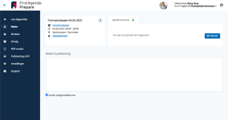 Tryk på knappen Publiser for å publisere møtet