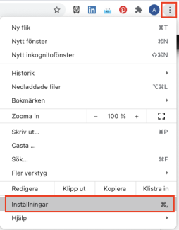 Klicka på "Inställningar"