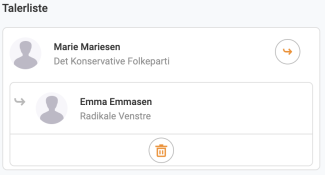 Mødedeltager afmelder sig talerliste