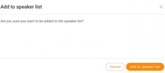Confirmation box when added to the speaker list