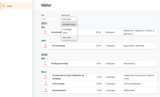 Oversikt over møter for møtedeltaker