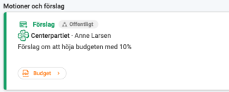 Visning av förslag for mötesdeltagare