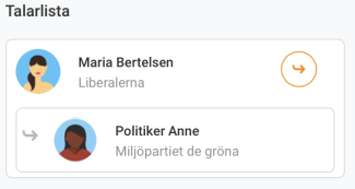 Talarlista med kommentarer