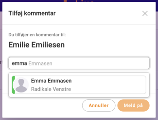 Meld en deltager på talerlisten