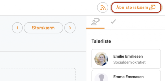 Abn storskærm knap i højre hjørne