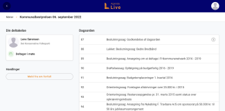 Oversikt over punkter på møtet
