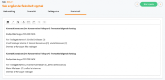 Protokoll med visning af to avstemninger