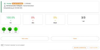 Grønn godta-knapp i nedre høyre hjørne
