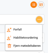 Knapp med tre prikker ved siden av en deltaker