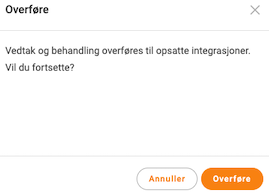 Oransje overføringsknapp i popup-vinduet