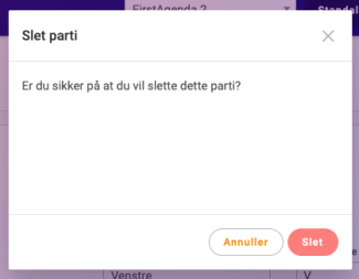 Rød "slet"-knap for at bekræfte sletning