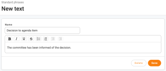 Orange "save" button in the lower right corner