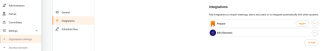 Organization settings and integrations under settings in the left menu