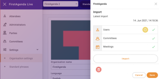 Green tick when import is complete