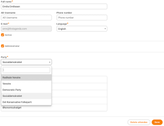 Drop down list based on "Party"