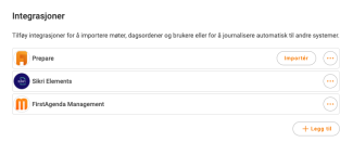 Oversikt over redigerbare integrasjoner