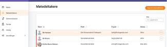 Liste over møtedeltakere