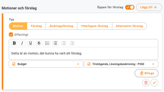 Se bifogade handlingar under beskrivningen av förslaget eller rekommendationen