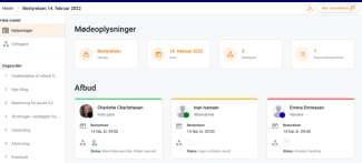 Oversigt over mødeoplysninger med afbud
