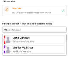 Oversigt over stedfortrædere der kan vælges