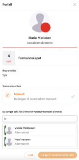 Manuell knapp for å velge en erstatning manuelt
