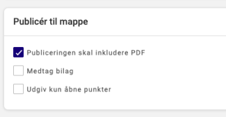 Vindue til publicering til mappe