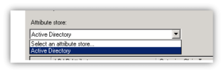 Actove Directory markeret i drop-down menuen under Attribute store