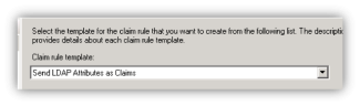 Drop-down liste med Send LDAP Attributes as Claims