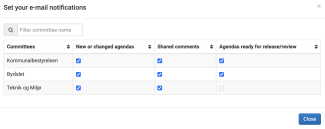 Blue ticks in the boxes to mark your notifications