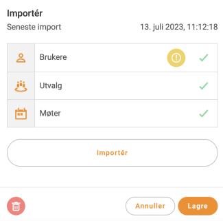 importen har blitt gjennomført vellykket