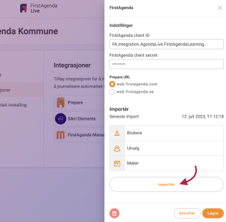 klikke på "Importer".