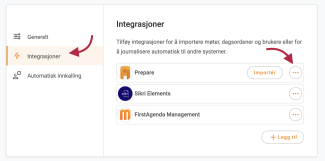 Klikk deretter på Integrasjoner.