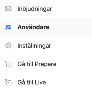 Klickar på Användare i vänstermenyn.