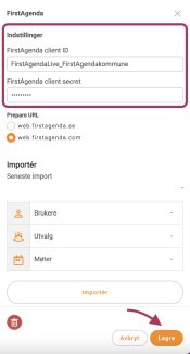 Skriv inn din Client ID og Client Secret