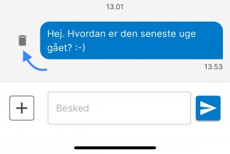 Slet besked på app