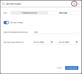 Klikk på det lille filtreringssymbolet på høyre side av søkefeltet.