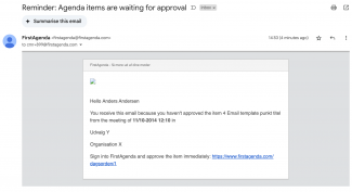 Automatic reminder for missing approval
