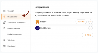 Klik på integrationer