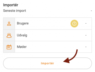 Klik på importer