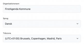 Indstillinger under Organisation